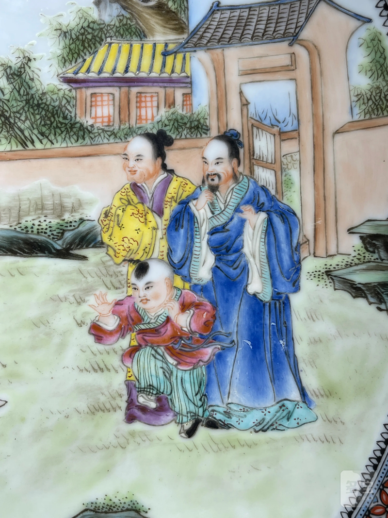 民国 粉彩木兰从军图大盘一对 - 图10